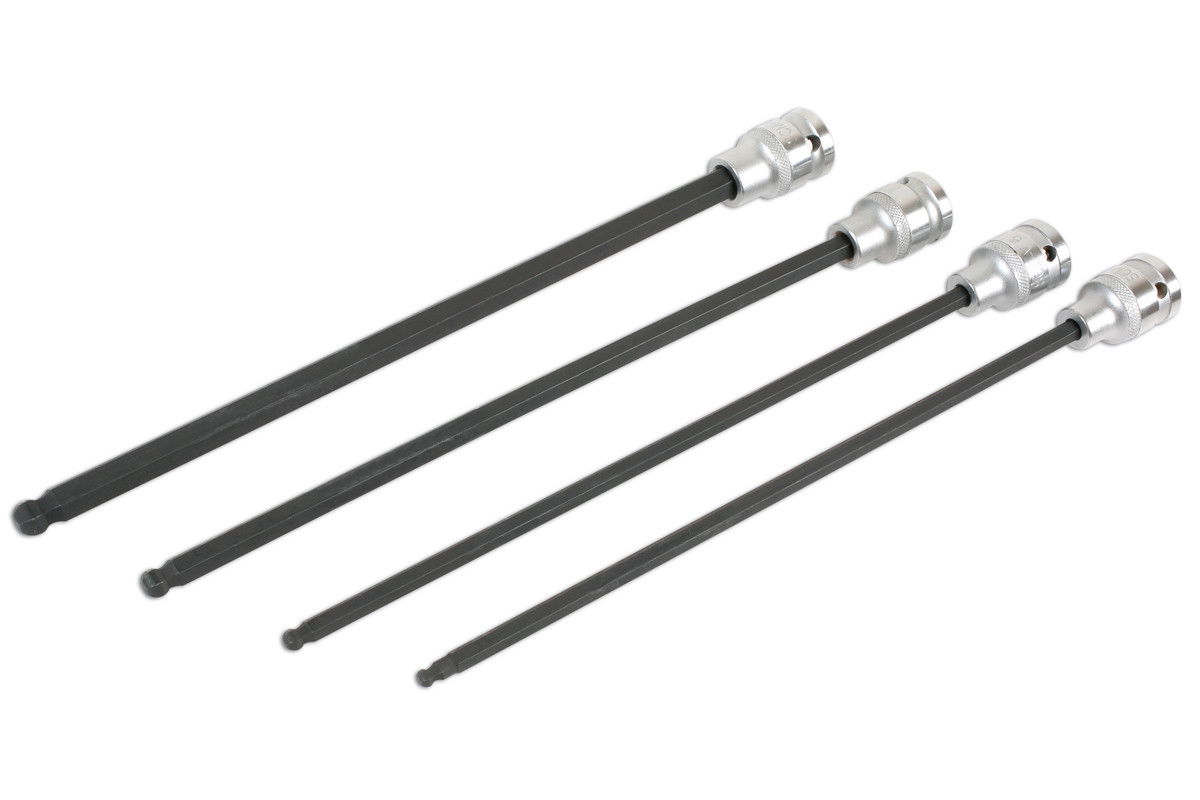 Laser Tools LAS-6711 1/2"-os rátűzőkulcs készlet, extra hosszú, gömbvégű imbusz, 5-10 mm, 4 részes termék fő termékképe