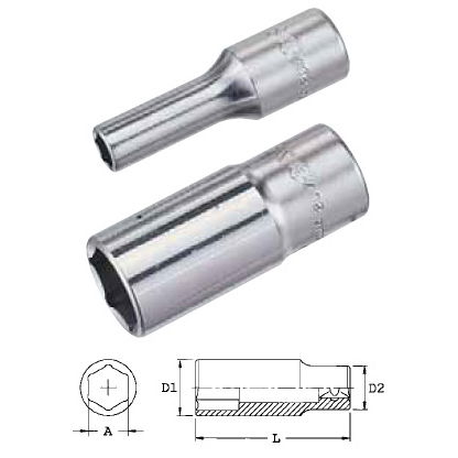 Genius Tools 326315 3/8"-os 6 lapú dugókulcs fej, hosszított kivitel, 15 mm termék fő termékképe